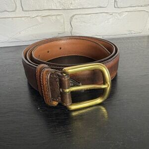 Trafalgar Brown Leather Belt Men's Size 36 Gold Buckle Medium